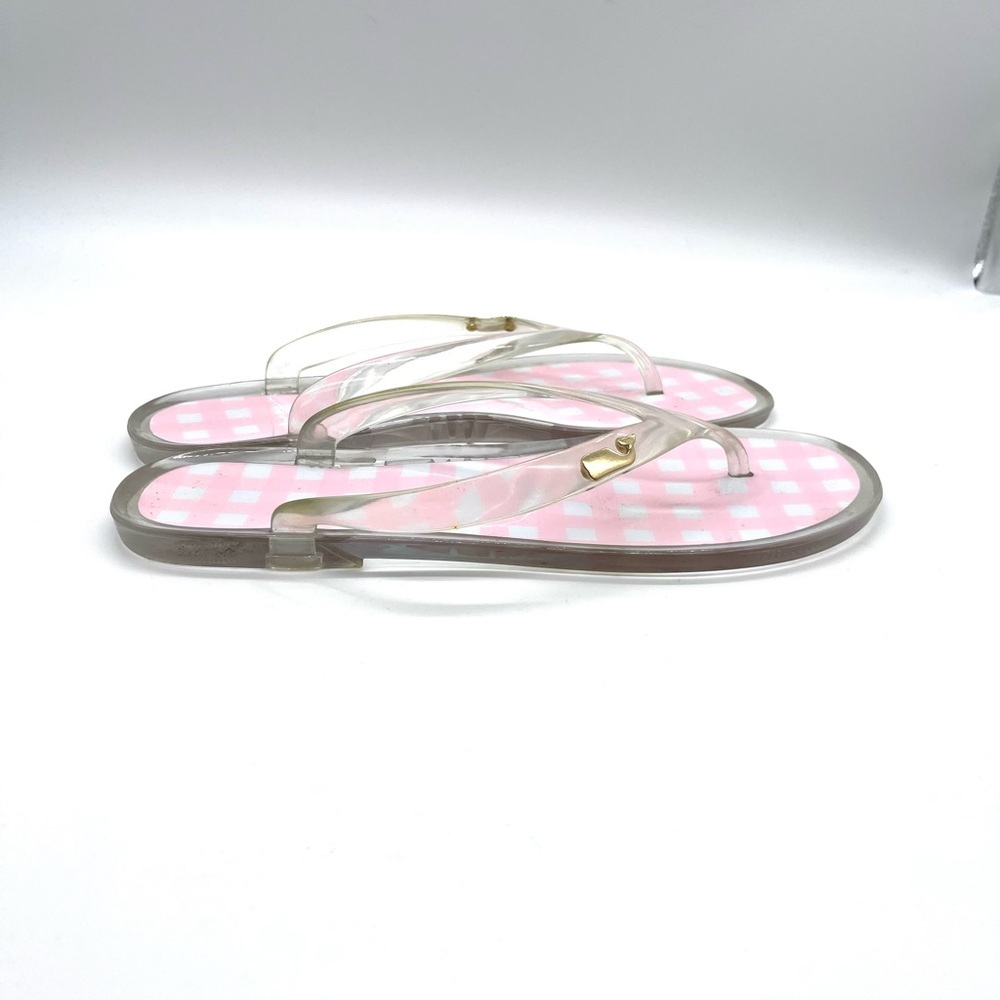 Vineyard Vines Jelly Flip Flops Pink and White Checkered - Picture 2 of 6